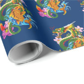 Groene Chinese Draak Koi Cadeaupapier (Rol Hoek)