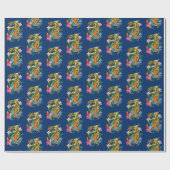 Groene Chinese Draak Koi Cadeaupapier (Vlak)