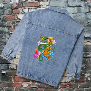 Groene Chinese Draak Koi Denim Jacket