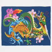 Groene Chinese Draak Koi Fleece Deken (Voorkant (Horizontaal))