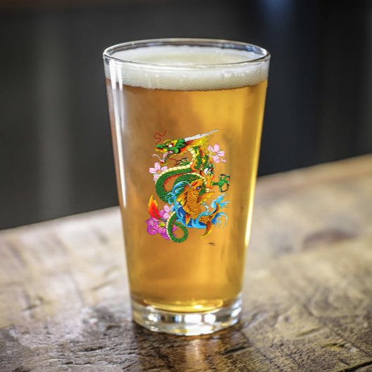 Groene Chinese Draak Koi Glas