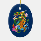 Groene Chinese Draak Koi Keramisch Ornament (Voorkant)