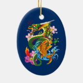 Groene Chinese Draak Koi Keramisch Ornament (Achterkant)