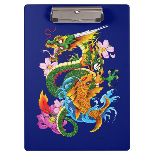 Groene Chinese Draak Koi Klembord (Voorkant)