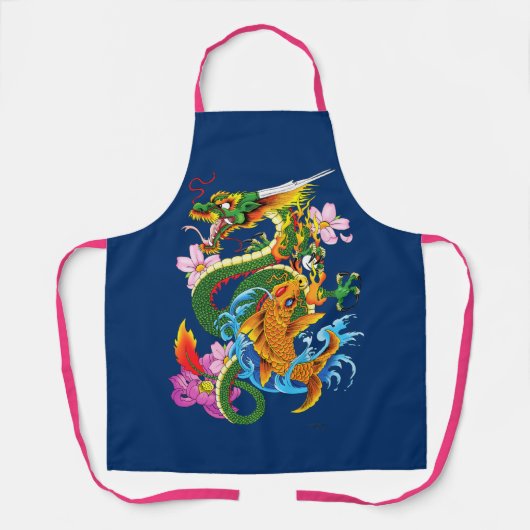 Groene Chinese Draak Koi Schort (Voorkant)