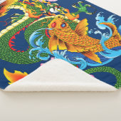 Groene Chinese Draak Koi Sherpa Deken (3/4)