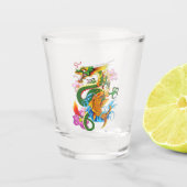 Groene Chinese Draak Koi Shot Glas (Voorkant)