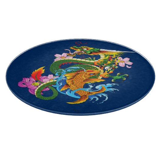 Groene Chinese Draak Koi Snijplank (Hoek)