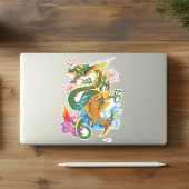 Groene Chinese Draak Koi Sticker