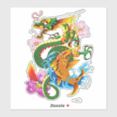 Groene Chinese Draak Koi Sticker (Vel)