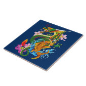 Groene Chinese Draak Koi Tegeltje (Zijkant)