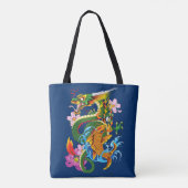 Groene Chinese Draak Koi Tote Bag (Achterkant)