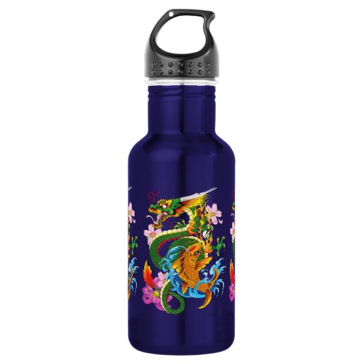 Groene Chinese Draak Koi Waterfles (Voorkant)