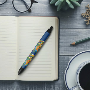 Groene Chinese Draak Koi Zwarte Inkt Pen