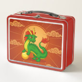 Groene Chinese Draak op Rood (Voorkant)