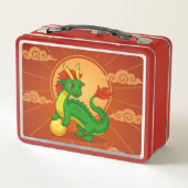 Groene Chinese Draak op Rood (Achterkant)