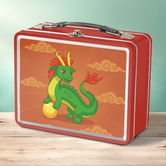 Groene Chinese Draak op Rood