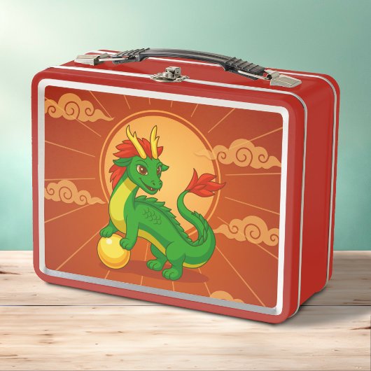 Groene Chinese Draak op Rood