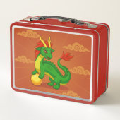 Groene Chinese Draak op Rood (Achterkant)
