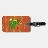 Groene Chinese Draak op Rood Bagagelabel (Voorkant horizontaal)