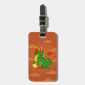 Groene Chinese Draak op Rood Bagagelabel (Voorkant verticaal)