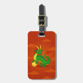 Groene Chinese Draak op Rood Bagagelabel (Voorkant verticaal)