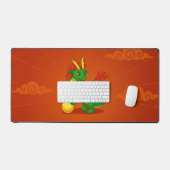 Groene Chinese Draak op Rood Bureaumat (Keyboard & Muis)