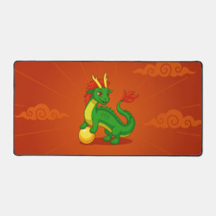 Groene Chinese Draak op Rood Bureaumat