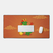 Groene Chinese Draak op Rood Bureaumat (Keyboard & Muis)