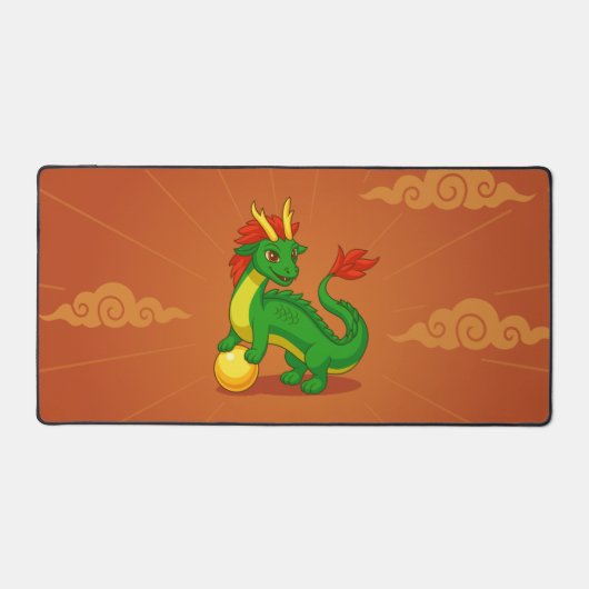 Groene Chinese Draak op Rood Bureaumat (Voorkant)