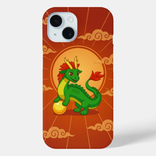 Groene Chinese Draak op Rood Case-Mate iPhone Case (Achterkant)