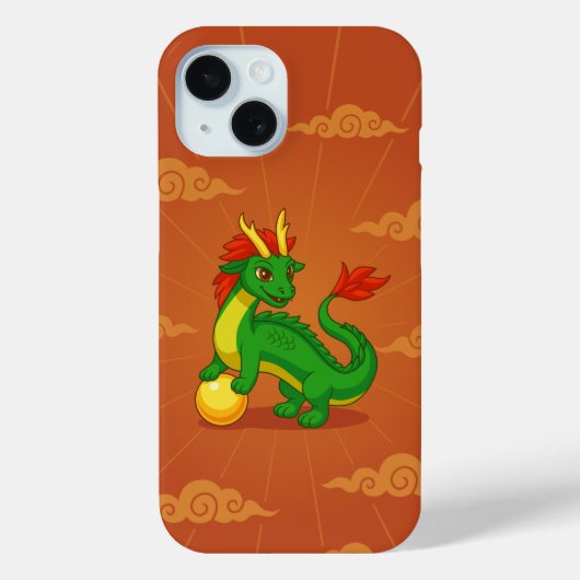 Groene Chinese Draak op Rood Case-Mate iPhone Case (Achterkant)
