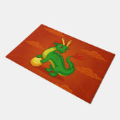 Groene Chinese Draak op Rood Deurmat (Schuin)