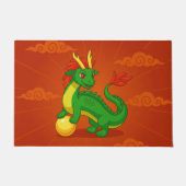 Groene Chinese Draak op Rood Deurmat (Voorkant)