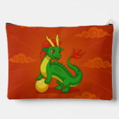 Groene Chinese Draak op Rood Etui (Achterkant)