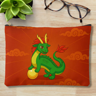 Groene Chinese Draak op Rood Etui