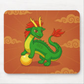 Groene Chinese Draak op Rood Muismat (Voorkant)
