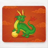 Groene Chinese Draak op Rood Muismat (Voorkant)