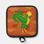 Groene Chinese Draak op Rood Pannenlap (Voorkant)