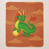 Groene Chinese Draak op Rood Sherpa Deken (Voorkant)