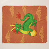 Groene Chinese Draak op Rood Sherpa Deken (Voorkant (horizontaal))