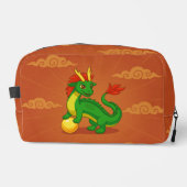 Groene Chinese Draak op Rood Toilettasje (Voorkant)