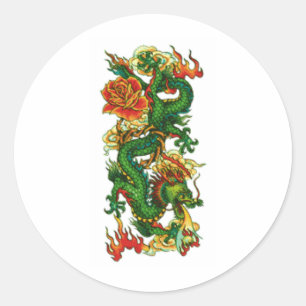 GROENE CHINESE DRAAK RONDE STICKER