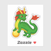 Groene Chinese Draak Sticker (Vel)
