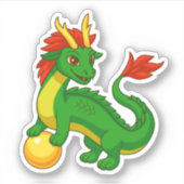 Groene Chinese Draak Sticker (Voorkant)