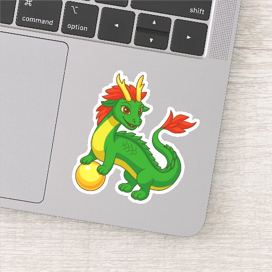 Groene Chinese Draak Sticker (Detail)