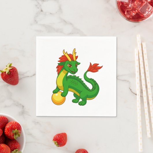 Groene Chinese Draak V2 Servet (Insitu)