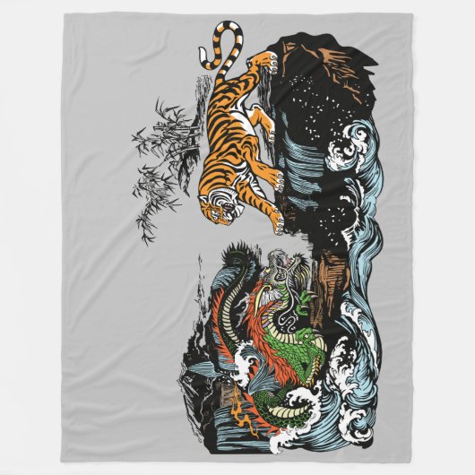 groene Chinese draak versus tijger Fleece Deken (Voorkant)