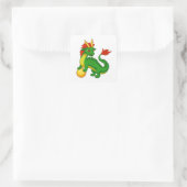 Groene Chinese Draak Vierkante Sticker (Tas)