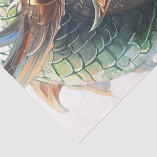 Groene Chinese Dragon Illustratie Decoupage Tissuepapier (Detail)